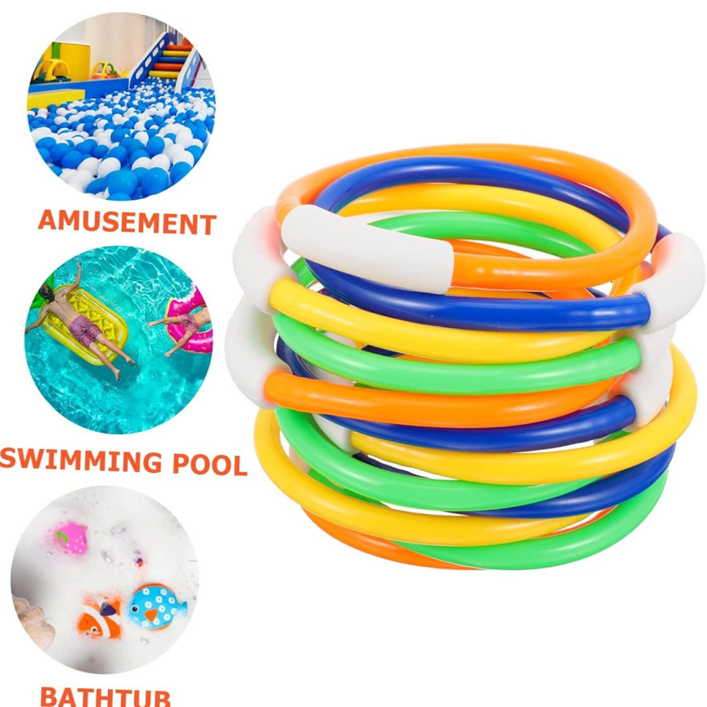 Aquatic Diving - วงแหวนดำน้ำหลากสี 4 วง สำหรับเล่นในสระ - ของเล่นในน้ำที่มองเห็นได้ง่ายสำหรับการว่ายน้ำ
