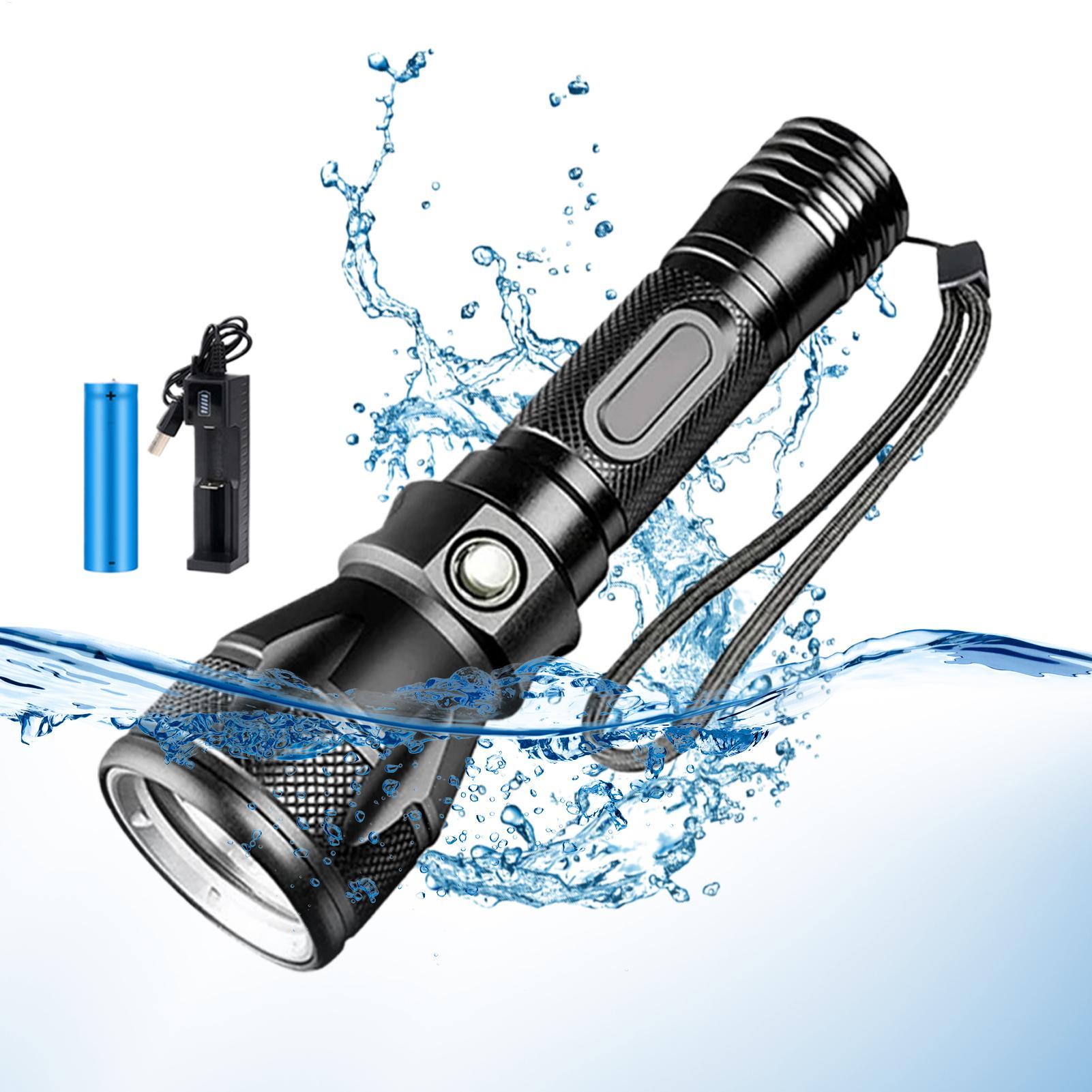 Aquatic Diving - ไฟฉายดำน้ำ LED แบบชาร์จได้ 3 โหมด กำลังแรง