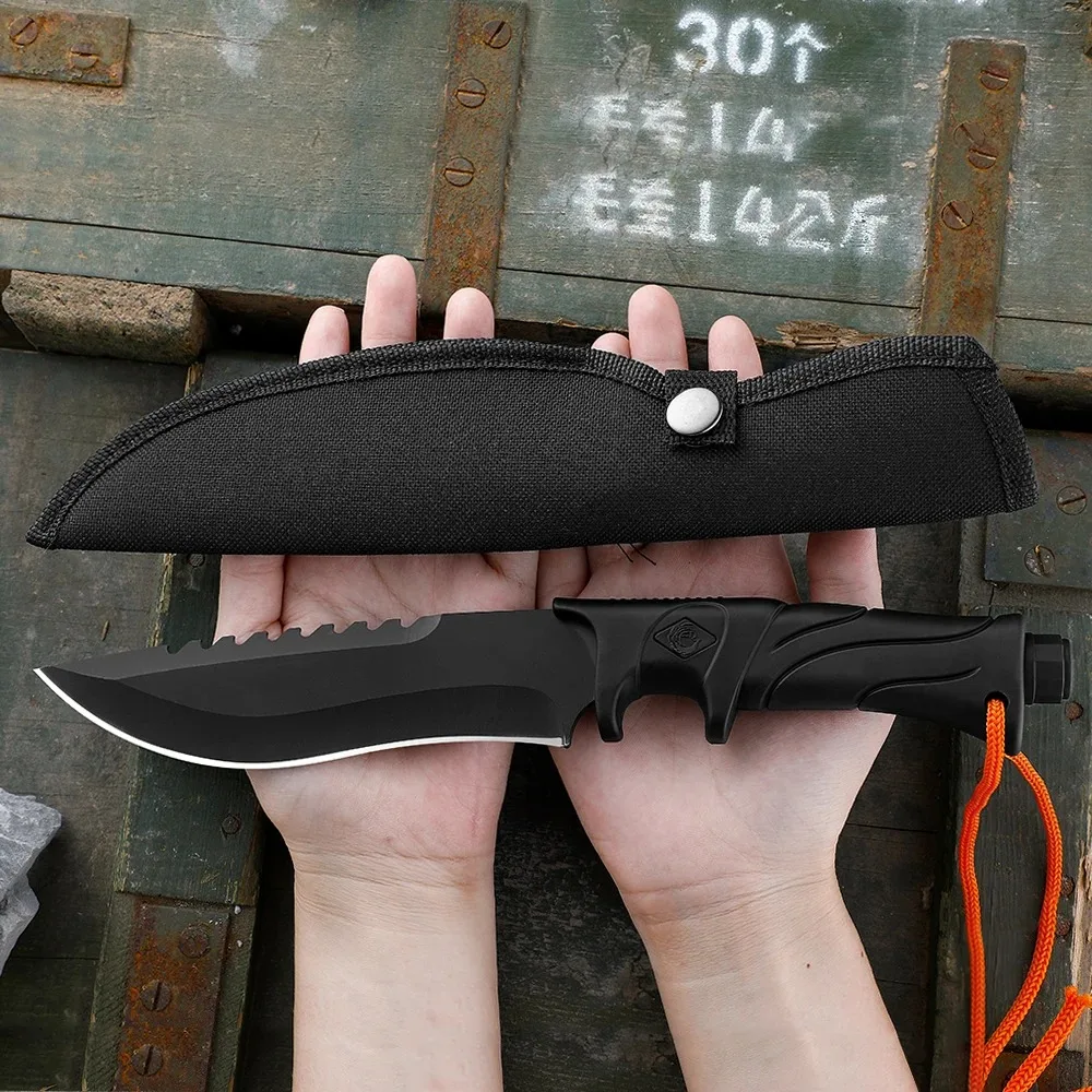 Dive Knife Titanium - มีดใบตายตรง ความแข็งสูง อเนกประสงค์ สำหรับตั้งแคมป์และเอาตัวรอด ใช้พกพาสำหรับกิจกรรมกลางแจ้ง EDC
