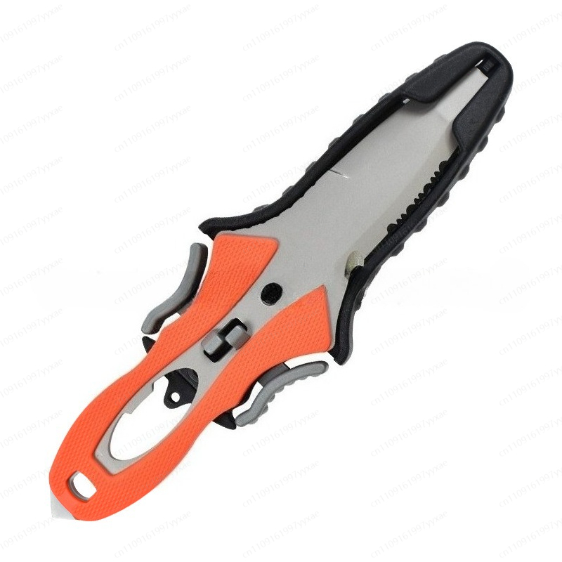 Dive Knife Titanium - มีดกู้ภัยทางน้ำ เครื่องตัดเชือกกลางแจ้ง ชุบไทเทเนียม ดำน้ำอเนกประสงค์ พกพาสะดวก อุปกรณ์มีดช่วยชีวิต