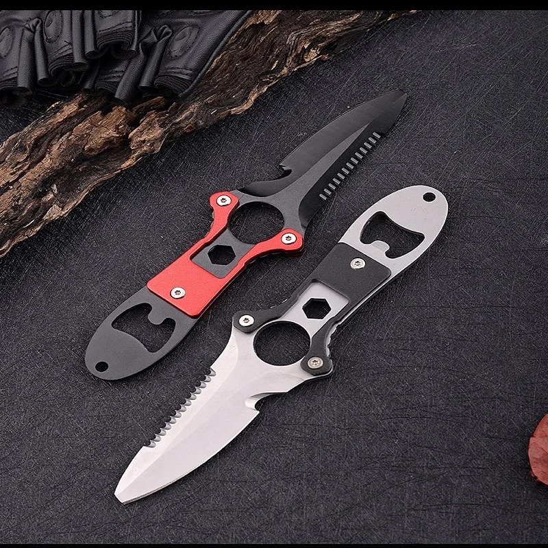 Dive Knife Titanium - มีดสแตนเลสอเนกประสงค์ เครื่องมือดำน้ำ ตัดเชือกกู้ภัย ตัดเชือกน้ำ ตัดเชือกสนาม ตัดเชือกสำหรับการผจญภัย