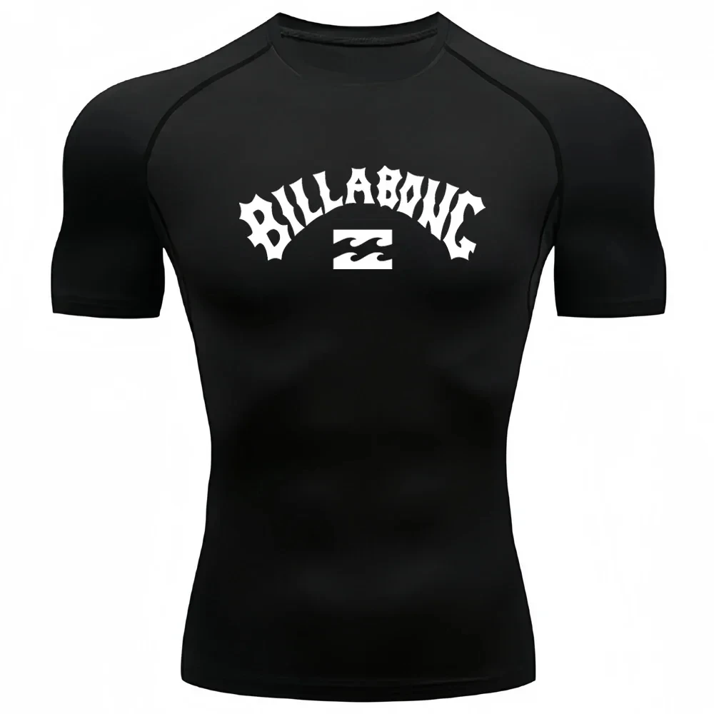 Aquatic Diving - กางเกงรัดรูปกันรังสียูวีสำหรับผู้ชาย เสื้อแรชการ์ดแขนสั้น ชุดว่ายน้ำ แห้งเร็ว เสื้อยืดสำหรับเล่นเซิร์ฟ ชุดดำน้ำ